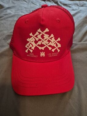 AMIRI Red Hat with White Bone Graphic